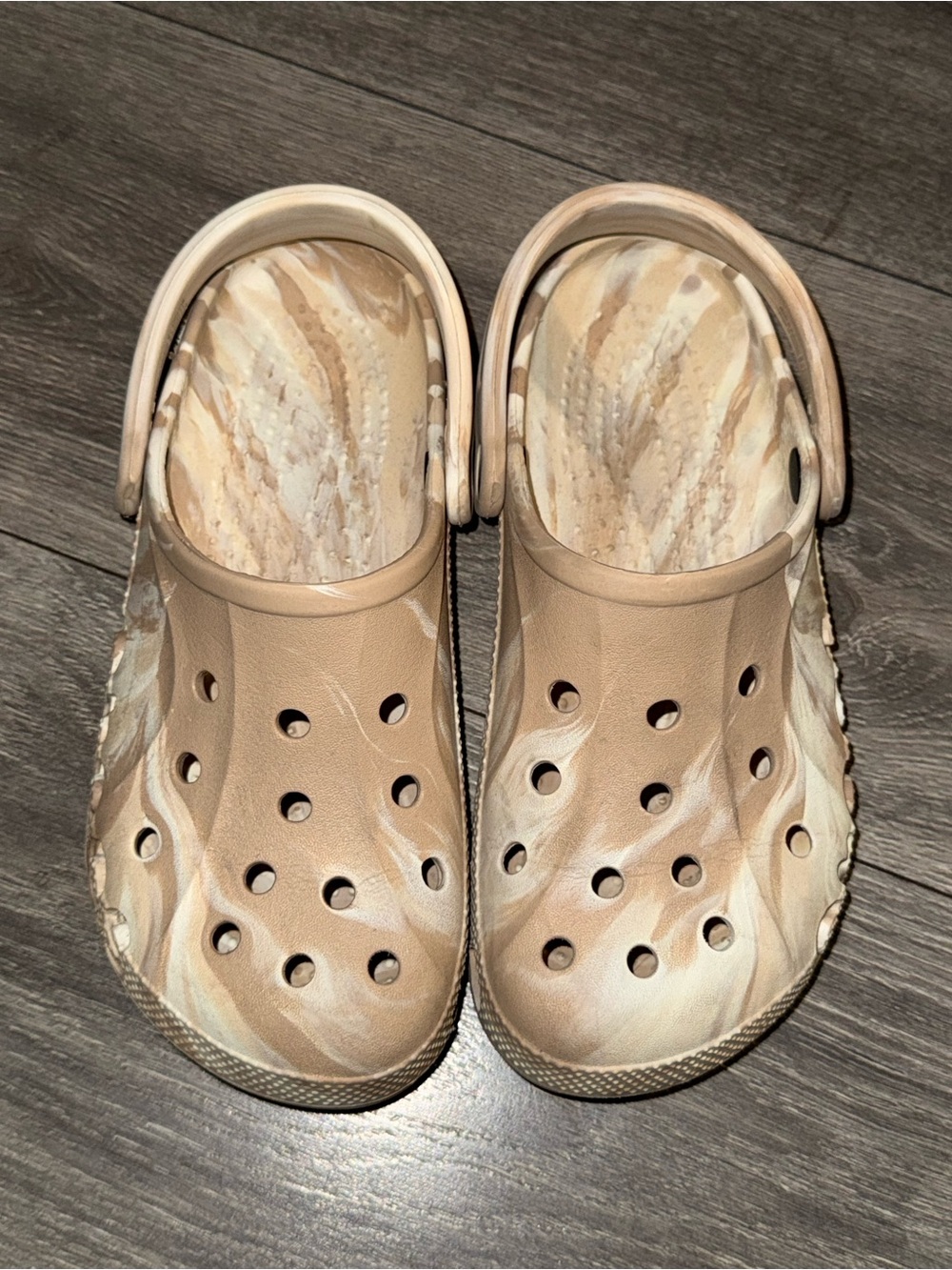 CROCS Women's Tan Marbled Slip-On Clogs